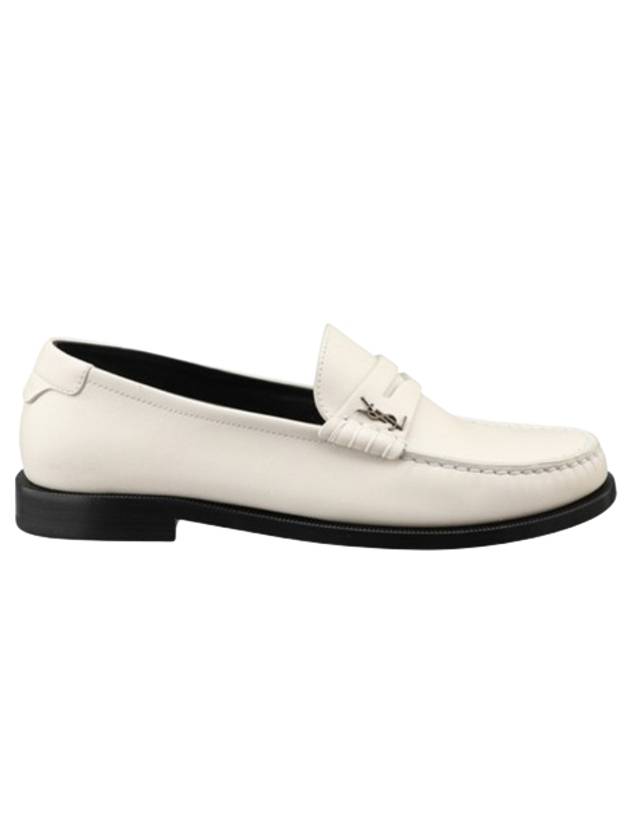 Le Loafer Penny Slippers In Smooth Leather Pearl - SAINT LAURENT - BALAAN 4