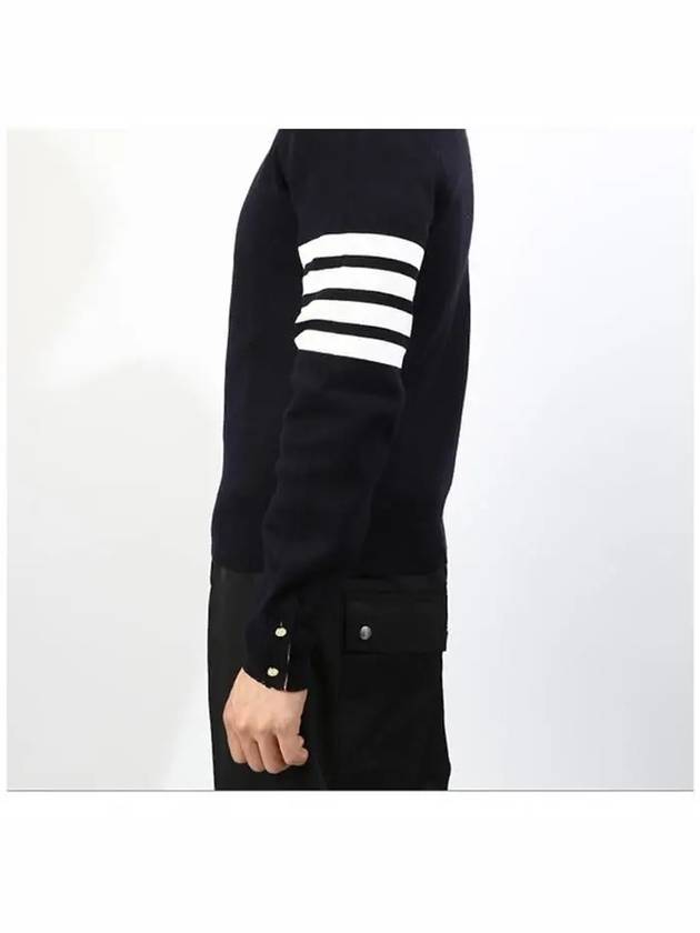 4 Bar Armband Milano Stitch Knit Top Navy - THOM BROWNE - BALAAN 4