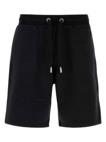 Logo Embroidered Drawstring Cotton Shorts Black - AMI - BALAAN 1