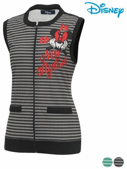 Women s check pattern artwork zip up knit vest DO1LKV002 - DISNEY GOLF - BALAAN 2