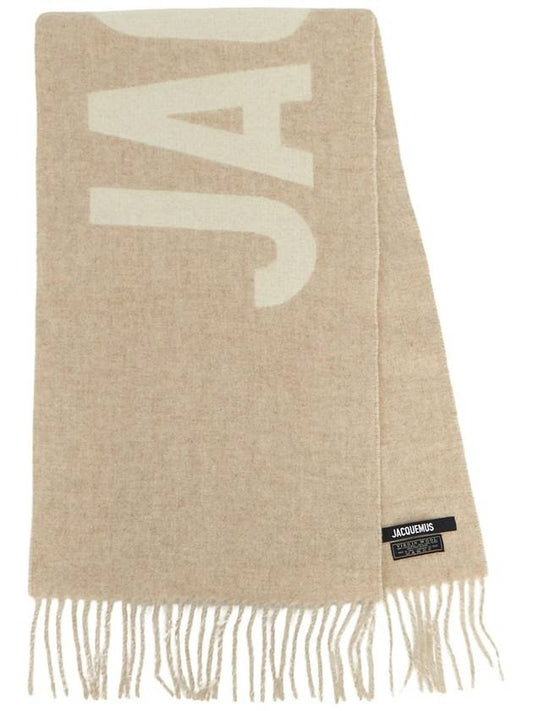 Lecharpe Fringe Logo Virgin Wool Muffler Beige - JACQUEMUS - BALAAN 2