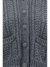 Chunky Links Stitch 4 Bar Polo Merino Wool Cardigan Grey - THOM BROWNE - BALAAN 4