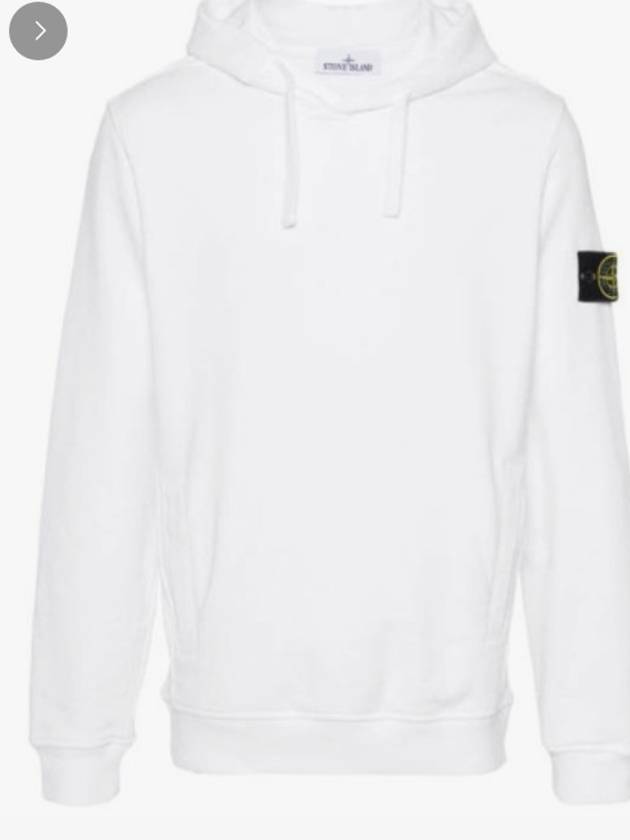 Wappen Patch Brushed Cotton Fleece Hoodie White - STONE ISLAND - BALAAN 2