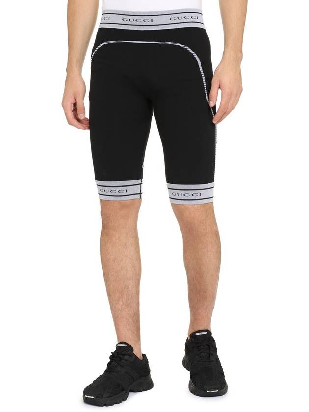 Men's Jacquard Tubular Jersey Shorts Leggings Black - GUCCI - BALAAN 4