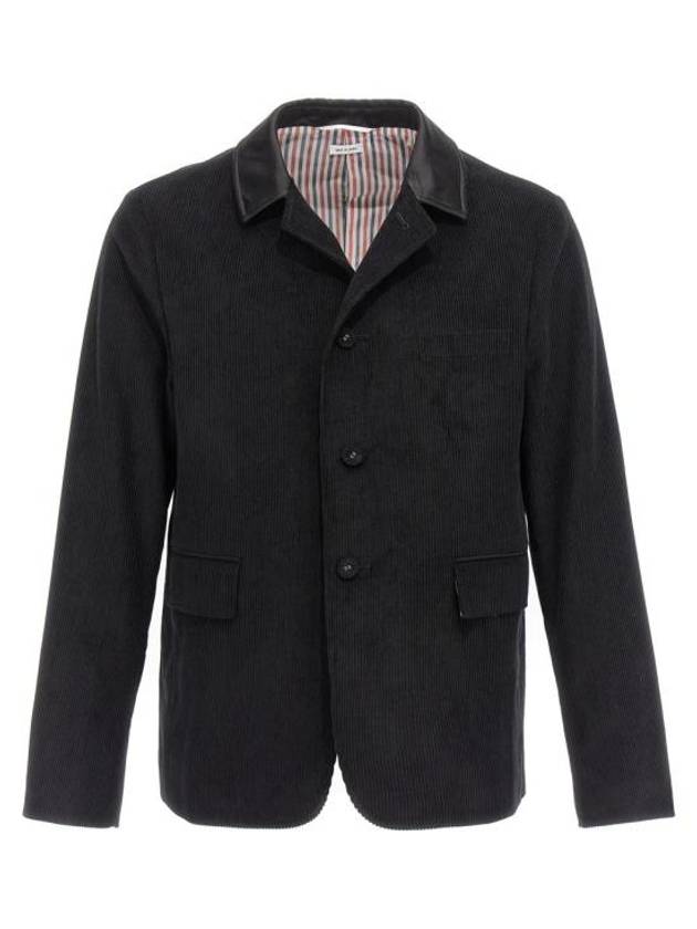 Men's Corduroy Button Up Cutaway Blazer Jacket Black - THOM BROWNE - BALAAN 2