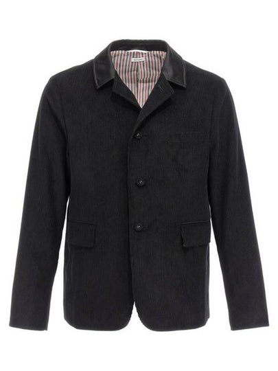 Men's Corduroy Button Up Cutaway Blazer Jacket Black - THOM BROWNE - BALAAN 2