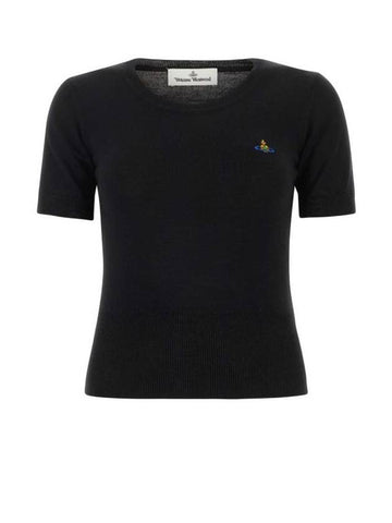 ORB Logo Short Sleeve Knit Top Black - VIVIENNE WESTWOOD - BALAAN 1