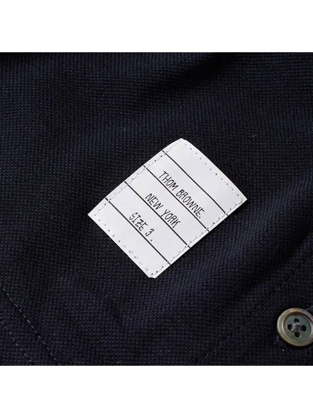 Men's Three Stripes Pocket Mercerized Short Sleeve Polo Shirt Navy - THOM BROWNE - BALAAN 5