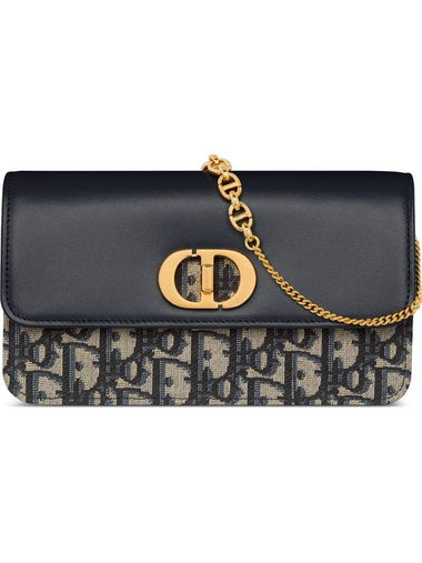 Miss Caro Chain Oblique Jacquard Pouch Bag Dark Blue - DIOR - BALAAN 1