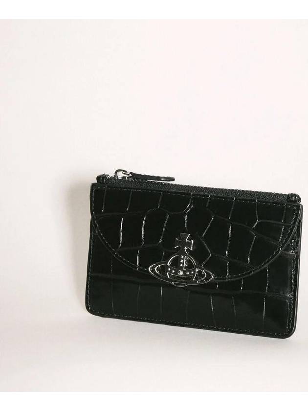 Embossed Half Moon Card Wallet Black - VIVIENNE WESTWOOD - BALAAN 4