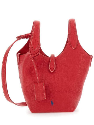 'Play' Red Handbag With Removable Shoulder Strap And Pony Embroidery On The Front In Leather Woman - POLO RALPH LAUREN - BALAAN 1