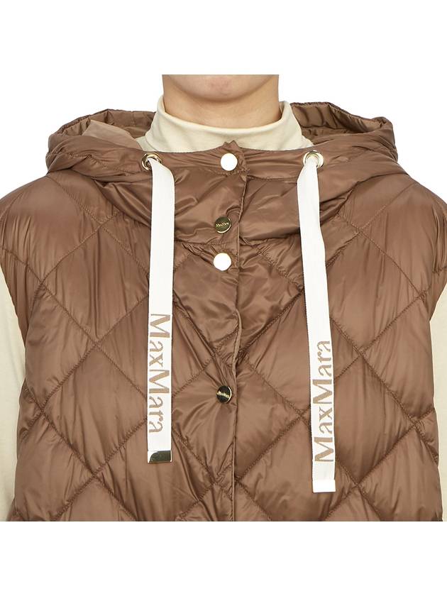 Sisoft Double-Sided Drawstring Hood Padded Long Vest Brown - MAX MARA - BALAAN 8