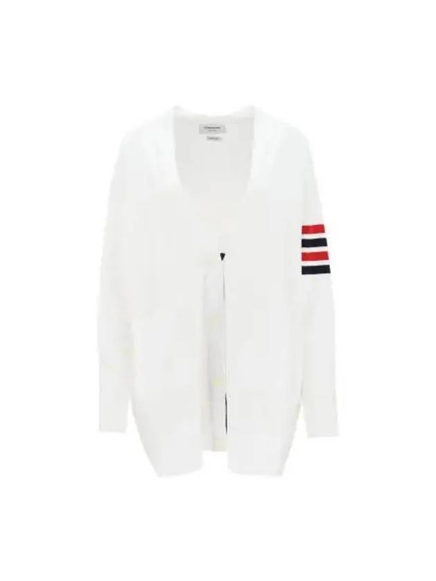 4 Bar Stripe Cardigan White - THOM BROWNE - BALAAN 2