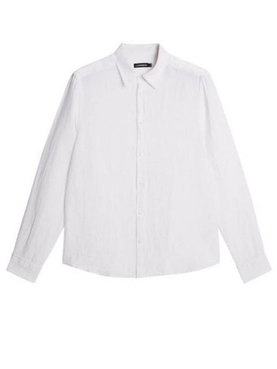 Slim Linen Melange Long Sleeve Shirt White - J.LINDEBERG - BALAAN 2