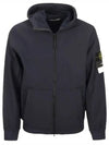 Men's Wappen Patch Softshell Zip Up Hoodie Navy - STONE ISLAND - BALAAN 2