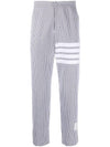 Seersucker Loopback 4 Button Vent Straight Pants Light Grey - THOM BROWNE - BALAAN 1