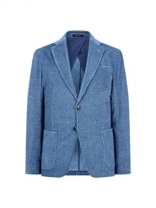 Men s Out Pocket Corduroy Single Jacket Blue 270036 - EMPORIO ARMANI - BALAAN 1