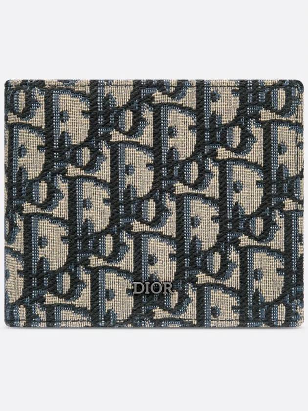 Compact Wallet Beige & Black  Oblique Jacquard - DIOR - BALAAN 3