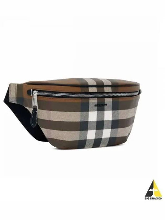 Checked Leather Bum Belt Bag Dark Birch Brown - BURBERRY - BALAAN 2