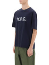 Logo Print Crew Neck Short Sleeve T-Shirt Navy - A.P.C. - BALAAN 5