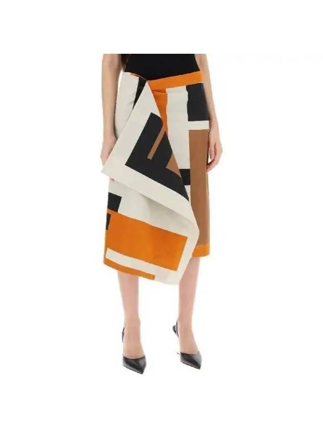 Maxi FF Puzzle Cotton Poplin A-Line Skirt - FENDI - BALAAN 3