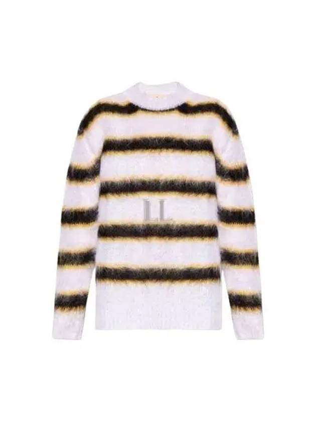 Mohair Striped Crew Neck Knit Top Cream - MARNI - BALAAN 2