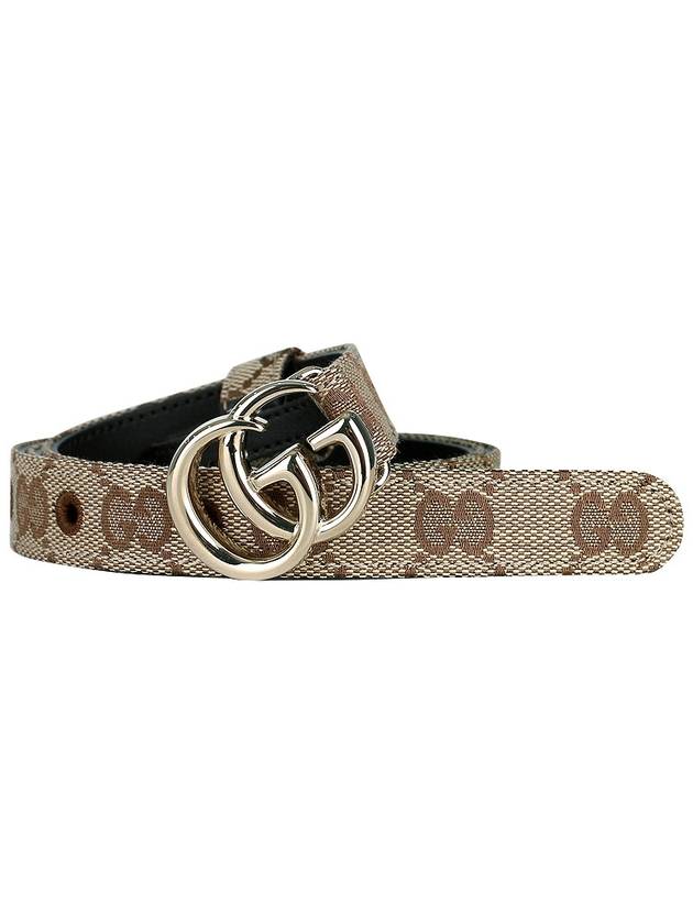 GG Marmont Thin Canvas Belt Beige - GUCCI - BALAAN 3