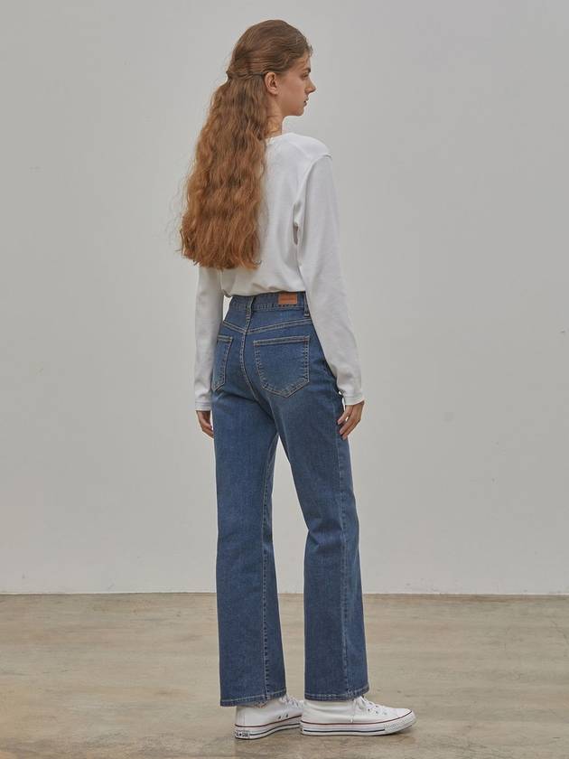 RYUL+WAI: Denim Stretch Semi Bootcut Pants Indigo - RYUL+WAI: - BALAAN 4