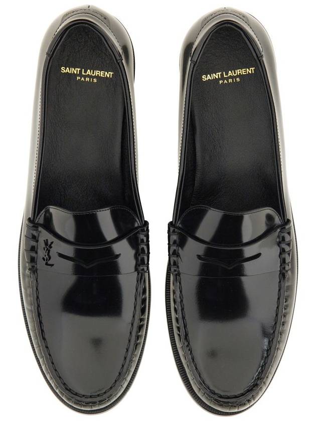 Le Leather Loafer Black - SAINT LAURENT - BALAAN 7