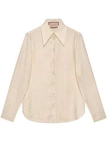 GG Supreme Jacquard Silk Shirt Beige - GUCCI - BALAAN 1