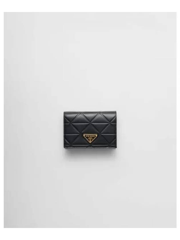 Triangle Motif Leather Half Wallet Black - PRADA - BALAAN 2