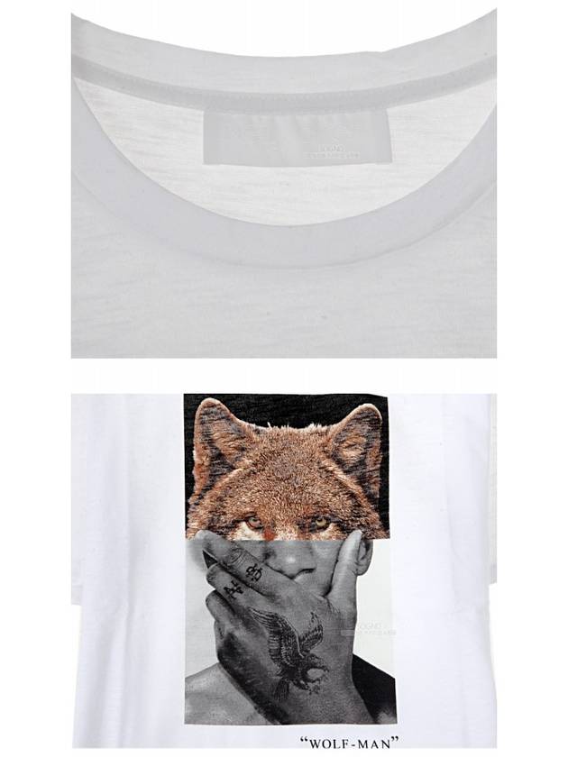 Men's Wolfman Print Short Sleeve T-Shirt White - NEIL BARRETT - BALAAN 7