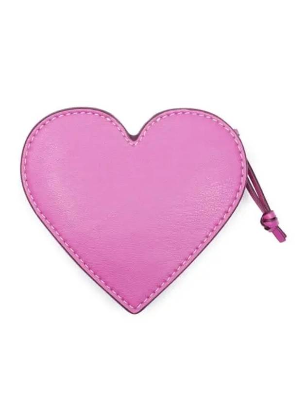 Funny Logo Heart Zipper Keyring Coin Purse Pink - GANNI - BALAAN 3