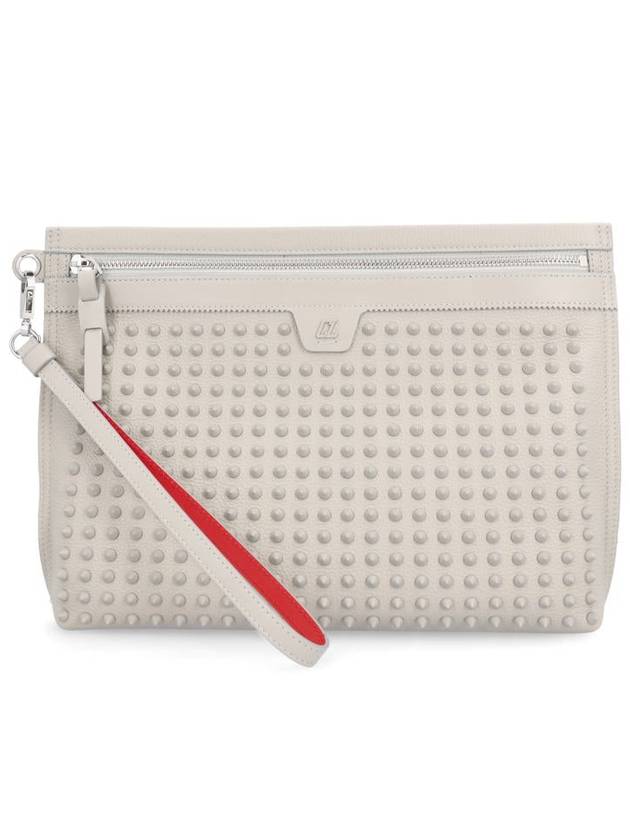 Spike Leather Clutch Bag White - CHRISTIAN LOUBOUTIN - BALAAN 2