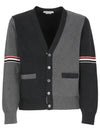 Funmix Cotton ArmBand V-Neck Cardigan Tonal Grey - THOM BROWNE - BALAAN 3