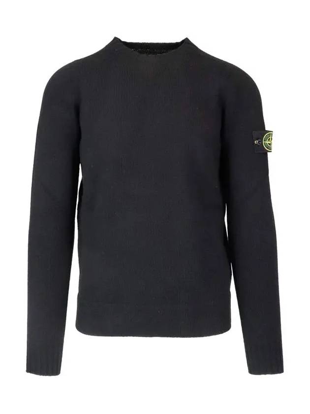 Lambswool Crewneck Knit Top Black - STONE ISLAND - BALAAN 3