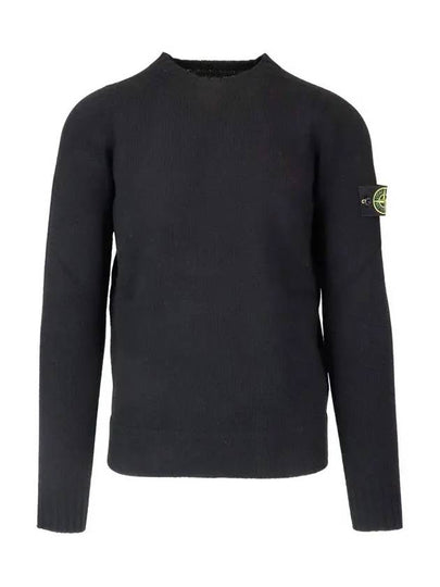 Lambswool Crewneck Knit Top Black - STONE ISLAND - BALAAN 2