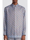 Oblique Silk Twill Long Sleeve Shirt Blue - DIOR - BALAAN 2