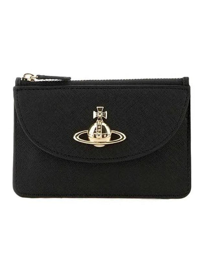 Half Moon Saffiano Card Wallet Black - VIVIENNE WESTWOOD - BALAAN 2