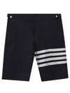 4 Bar Low Rise Cotton Shorts Navy - THOM BROWNE - BALAAN 2