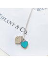 Blue Double Heart Tag Pendant Necklace Blue Silver - TIFFANY & CO. - BALAAN 5