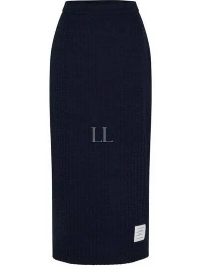 Pointelle Rip Below The Knee A-Line Skirt Navy - THOM BROWNE - BALAAN 2