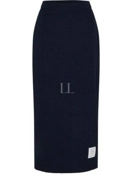 Pointelle Rip Below The Knee A-Line Skirt Navy - THOM BROWNE - BALAAN 2