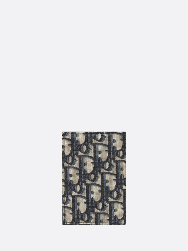 Vertical Half Card Holder Beige And Black  Oblique Jacquard - DIOR - BALAAN 3