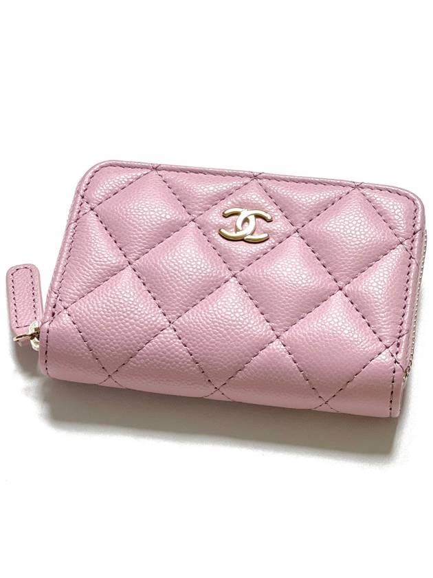 24SS Classic Caviar Zipper Card Wallet Pink AP0216 Kleokdok - CHANEL - BALAAN 2