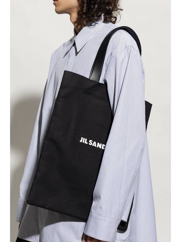 Logo Canvas Tote Bag Black - JIL SANDER - BALAAN 3