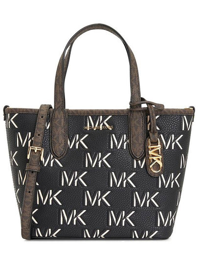 Eliza Extra Small Embossed Logo Tote Bag Black Brown - MICHAEL KORS - BALAAN 2