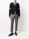 Milano Stitch Sprite Armband Cotton V-neck Cardigan Navy - THOM BROWNE - BALAAN 4