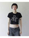 Big Logo Tshirt BLACK Women's Short Sleeve Crop TShirt - RUBATI - BALAAN 1