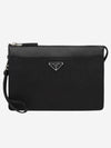 Triangle Logo Saffiano Leather Clutch Bag Black - PRADA - BALAAN 3